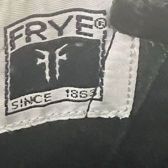 Frye Size 7 Veronica Slouch Tall Distressed Black Patent Leather Biker Boots - Picture 8 of 8